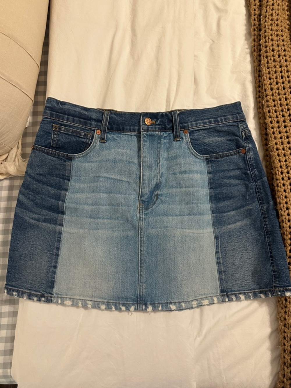 Madewell Denim Patchwork Mini Skirt Size 32